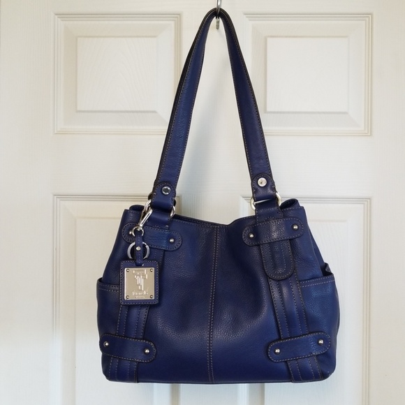 tignanello blue leather purse